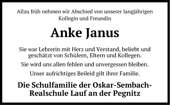 Traueranzeigen Von Anke Janus Gemeinsamtrauern N Land