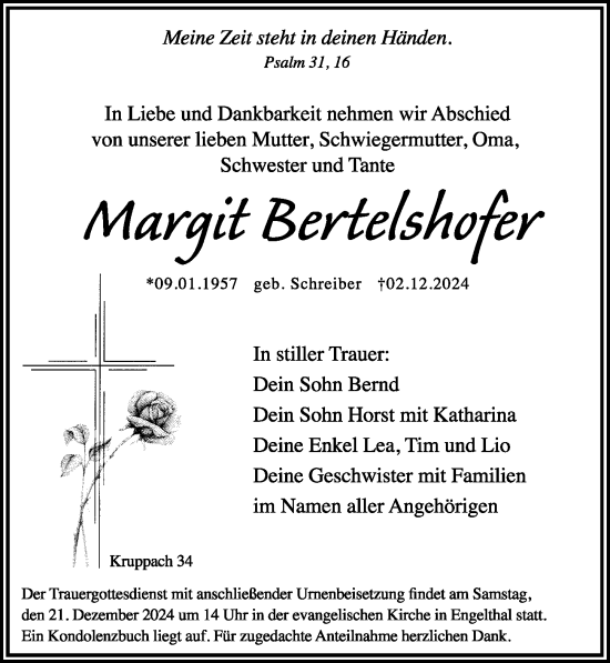 Traueranzeigen Von Margit Bertelshofer Gemeinsamtrauern N Land