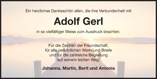 Traueranzeige von Adolf Gerl von Der Bote