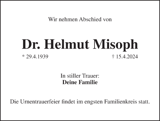 Traueranzeige von Helmut Misoph von Pegnitz-Zeitung